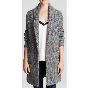 JOIE long luxurious chunky knit gray silver sweater cardigan top